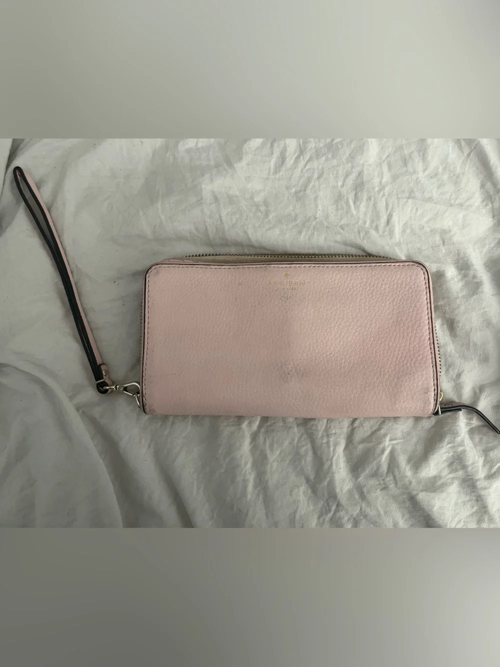 Kate Spade New York Pink Pebbled Leather Zip - Around Wristlet Wallet